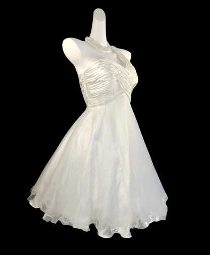 Graceful One Shoulder Homecoming Dress White Sequins A-Line Birthday Dress GG6829