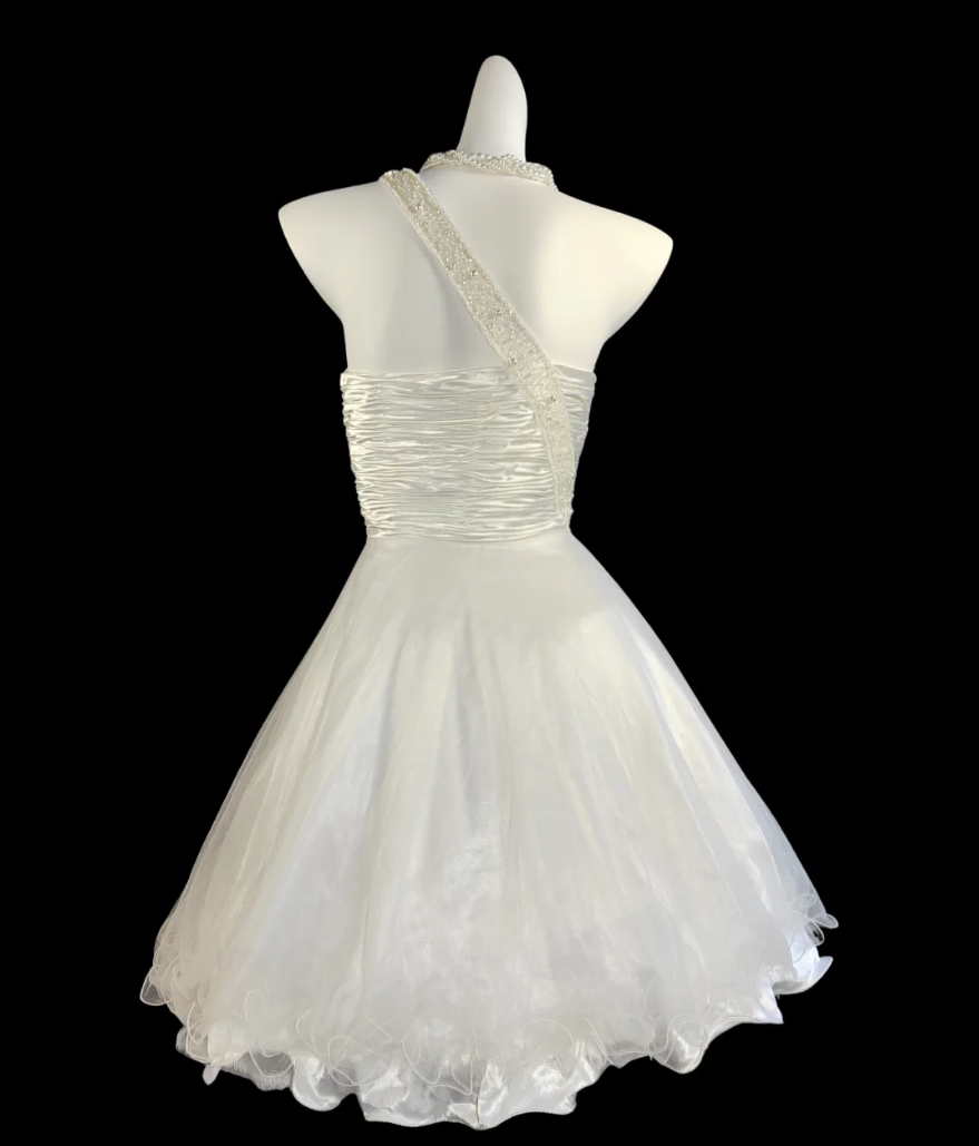 Graceful One Shoulder Homecoming Dress White Sequins A-Line Birthday Dress GG6829