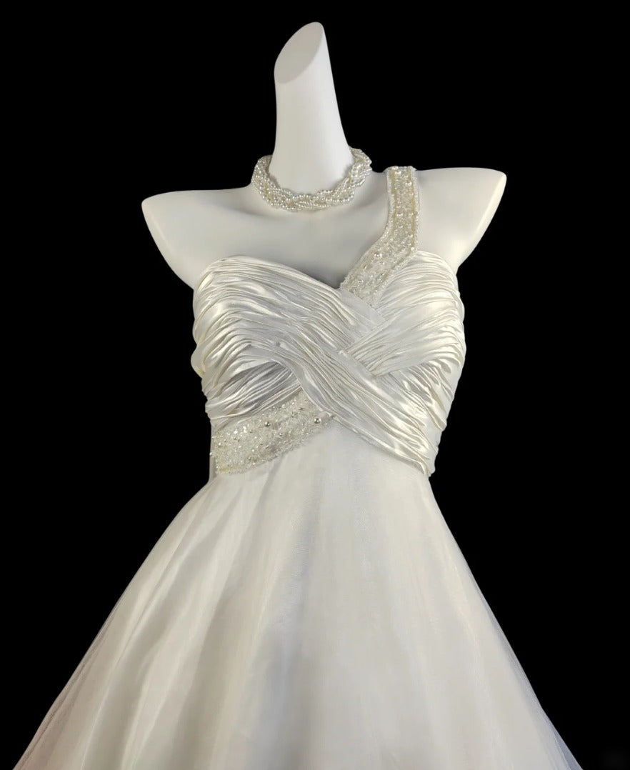 Graceful One Shoulder Homecoming Dress White Sequins A-Line Birthday Dress GG6829