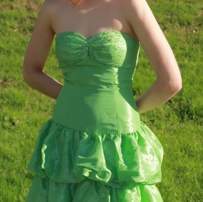 Vibrant Strapless Tiered Homecoming Dress Green Sequins A-Line Birthday Dress GG6832