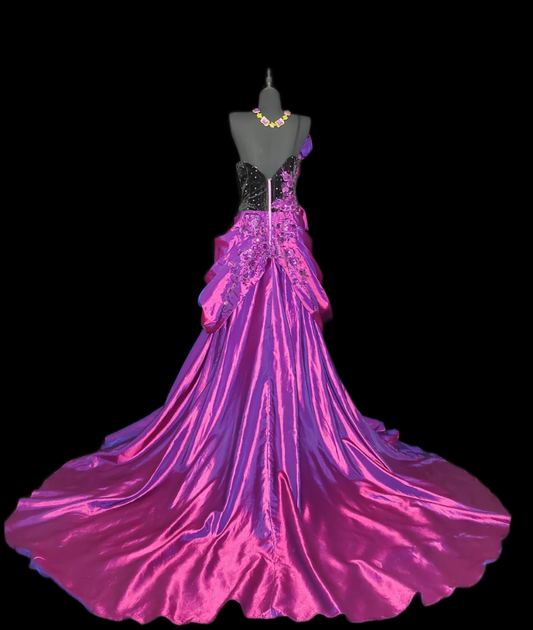 Vintage One Shoulder Purple Prom Dress Appliques Sequins A-Line Formal Dress GG6840