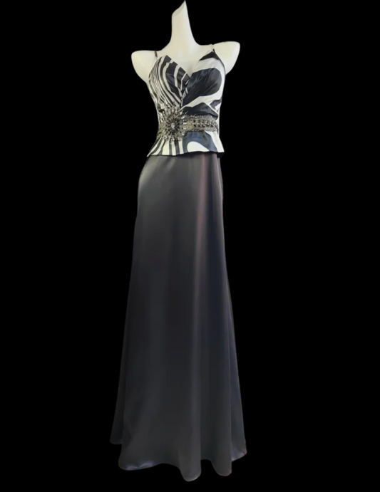 Retro Spaghetti Strap Black Prom Dress Beaded A-Line Formal Dress GG6848