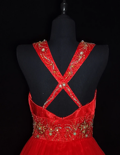 Adorable Spaghetti Strap Red Homecoming Dress Rhinestones Sequins A-Line Birthday Dress GG6862