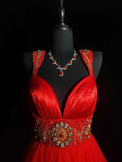 Adorable Spaghetti Strap Red Homecoming Dress Rhinestones Sequins A-Line Birthday Dress GG6862