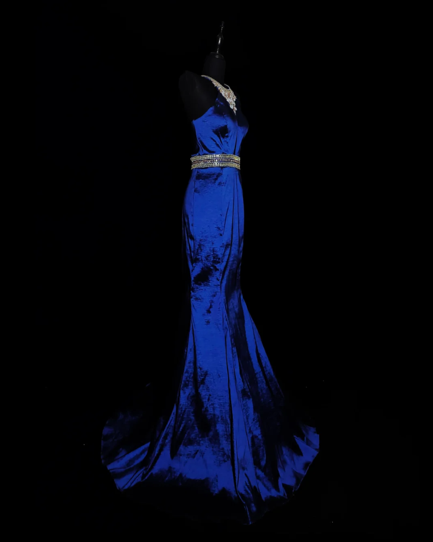 Classical Halter Neck Blue Homecoming Dress Beading A-Line Birthday Dress GG6863