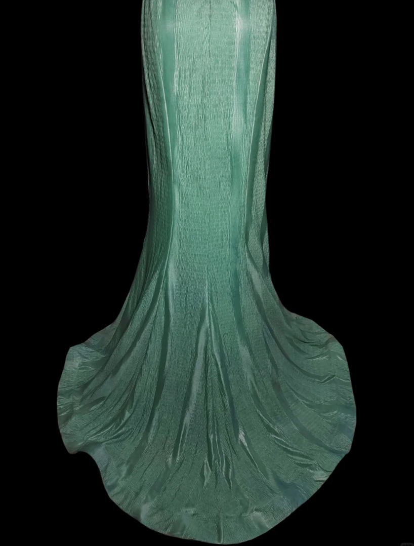 Graceful Spaghetti Straps Beaded Prom Dress Green Mermaid Formal Dress GG6864