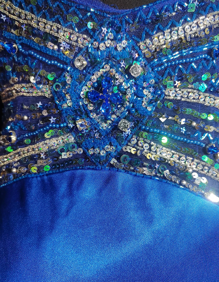 Ornate Spaghetti Strap Blue Prom Dress Sequins A-Line Evening Dress GG6866