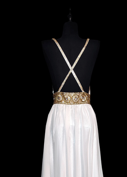 Ethereal Spaghetti Strap White Prom Dress Beading A-Line Formal Dress GG6869