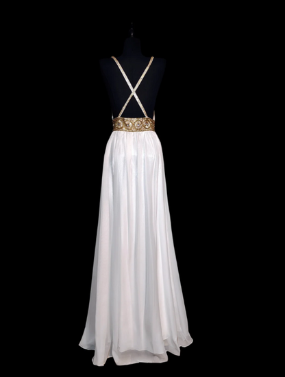 Ethereal Spaghetti Strap White Prom Dress Beading A-Line Formal Dress GG6869