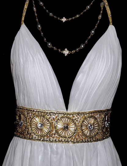 Ethereal Spaghetti Strap White Prom Dress Beading A-Line Formal Dress GG6869