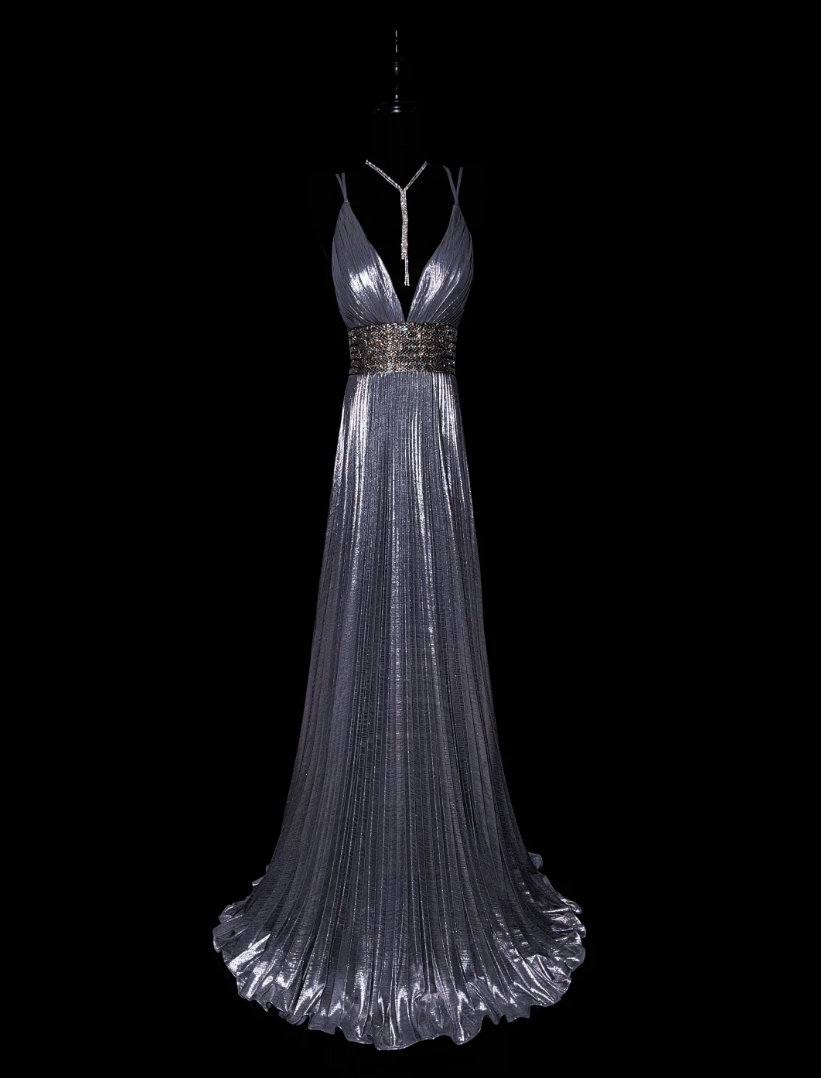 Lustrous Spaghetti Strap Purple Prom Dress Beading A-Line Formal Dress GG6873