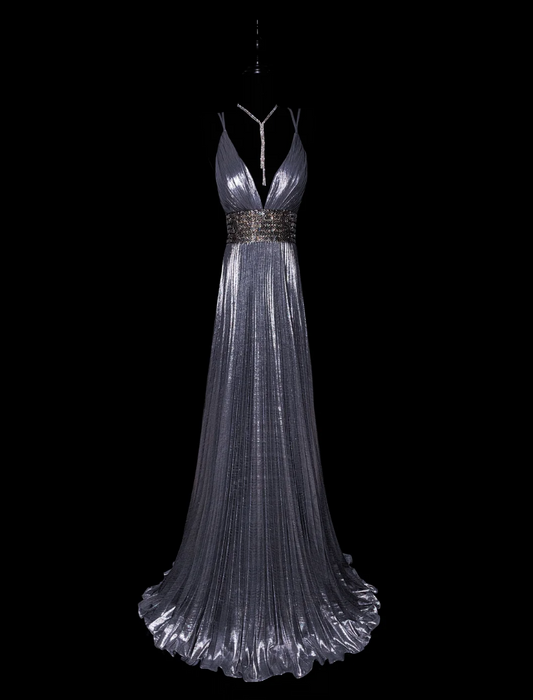 Lustrous Spaghetti Strap Purple Prom Dress Beading A-Line Formal Dress GG6873