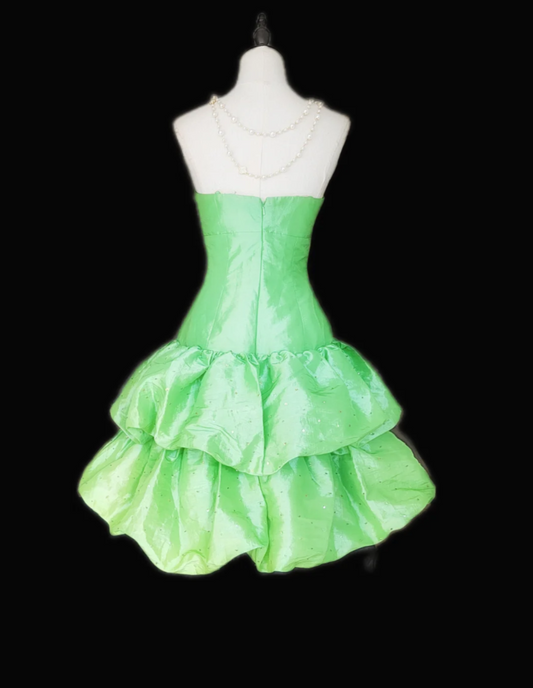 Romantic Strapless Tiered Homecoming Dress Green Sequins A-Line Birthday Dress GG6878