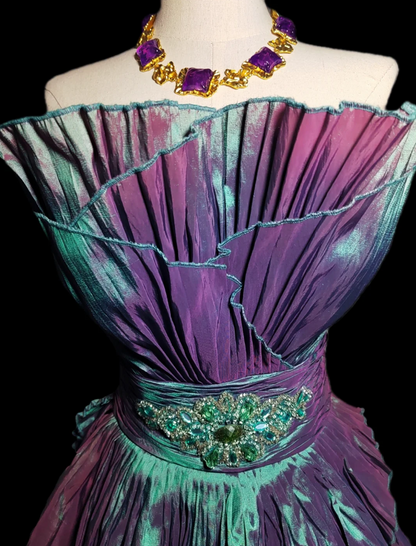 Shine Strapless Purple & Green Homecoming Dress Crystals A-Line Birthday Dress GG6886