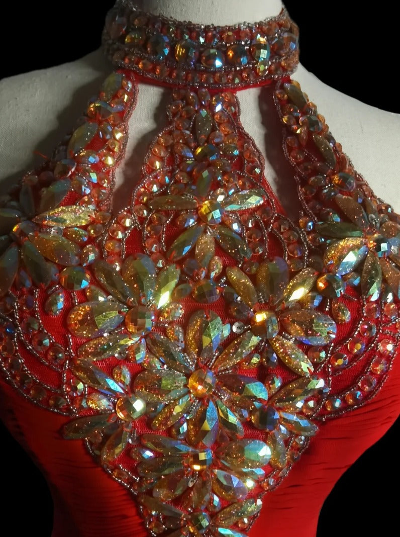 Vintage Halter Neck Prom Dress Crystals A-Line Formal Dress GG6909
