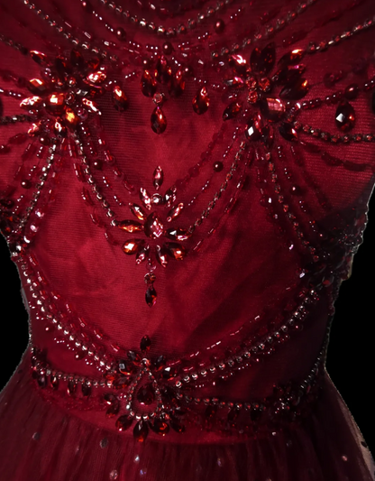 Chic Off-Shoulder Red Prom Dress Beading A-Line Formal Dress GG6918