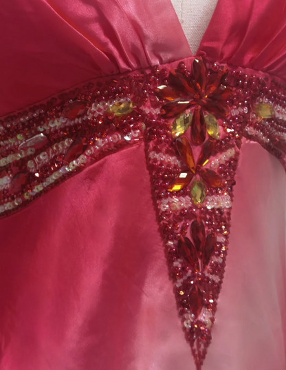 Trendy Halter Neck Red Prom Dress Rhinestones Sequins Mermaid Formal Dress GG6920
