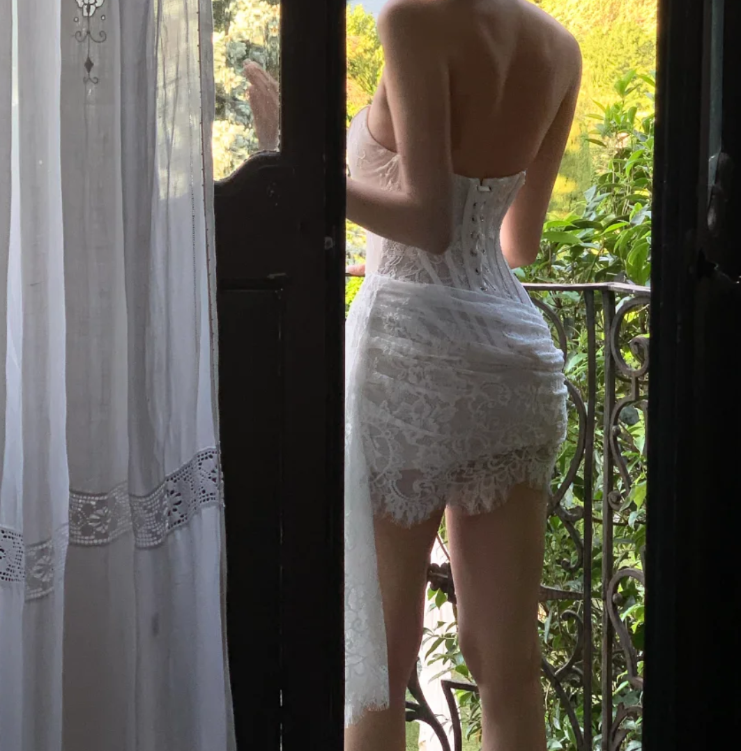 Graceful Strapless White Homecoming Dress Lace Sheath Birthday Dress GG6930