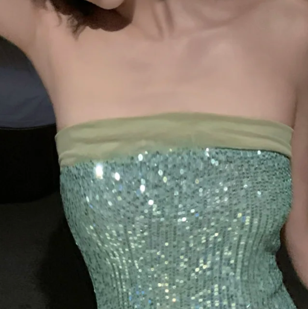 Elegant Strapless Green Prom Dress Sequins Mermaid Formal Dress GG6948