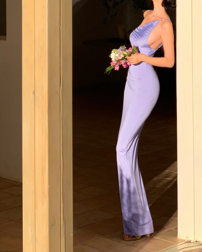 Chic One Shoulder Prom Dress With Shawl Purple Mermaid Formal Dress GG6964