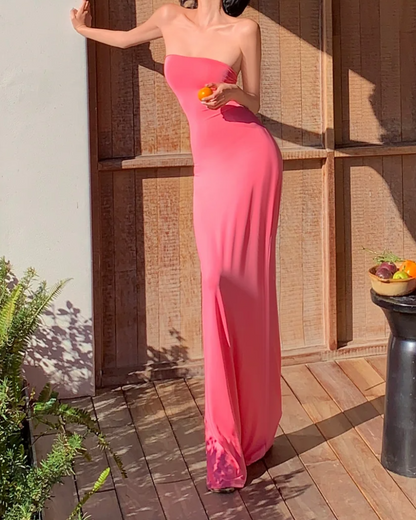 Y2K Strapless Prom Dress Pink Mermaid Formal Dress GG6965