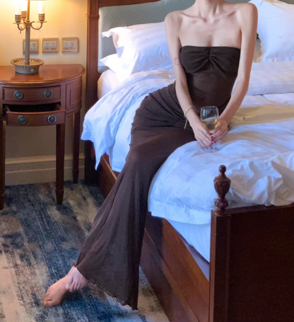 Elegant Strapless Sequins Prom Dress Brown Mermaid Formal Dress GG6973