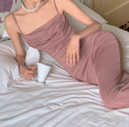 Vintage Spaghetti Strap Prom Dress Pink Mermaid Formal Dress GG6984