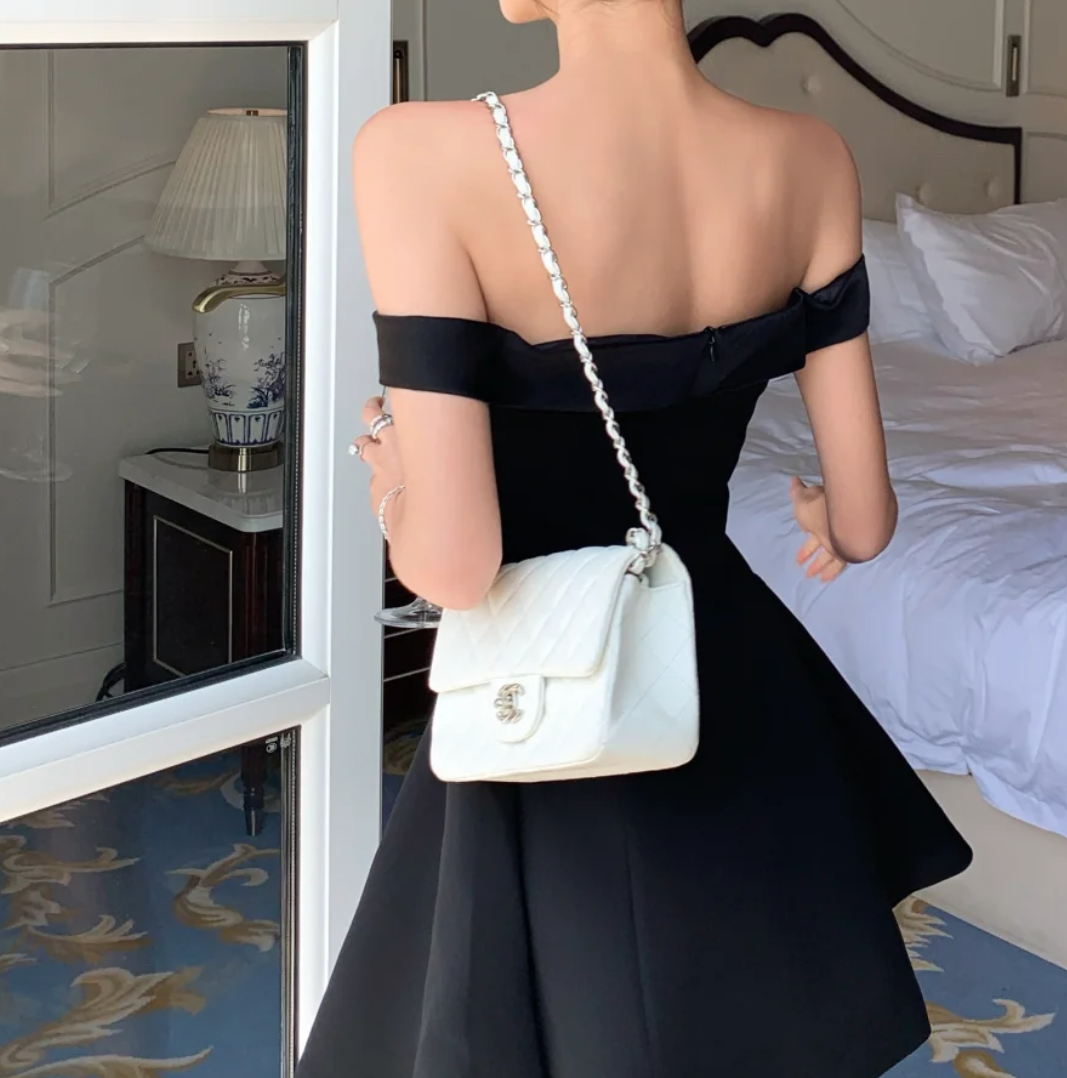 Sexy Off-Shoulder Black Homecoming Dress A-Line Birthday Dress GG7007