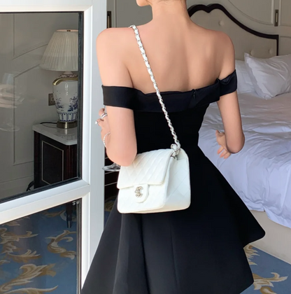 Sexy Off-Shoulder Black Homecoming Dress A-Line Birthday Dress GG7007