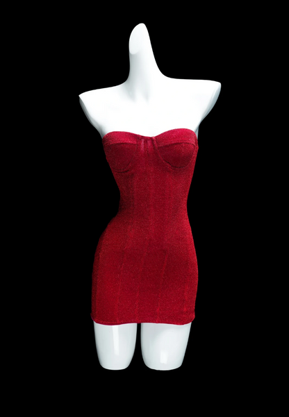 Trendy Strapless Homecoming Dress Red Sheath Birthday Dress GG7008