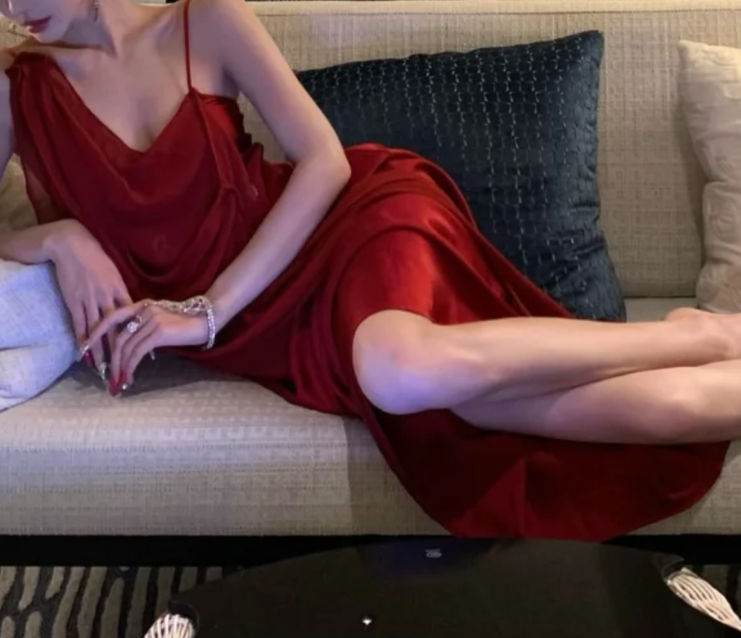 Alluring Spaghetti Strap Prom Dress Red Ruffles Mermaid Formal Dress GG7014