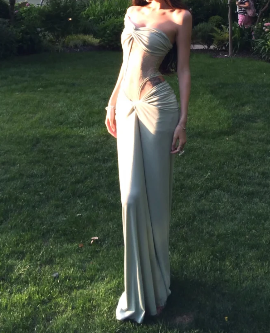 Unique One Shoulder Prom Dress Green Lace Mermaid Formal Dress GG7021