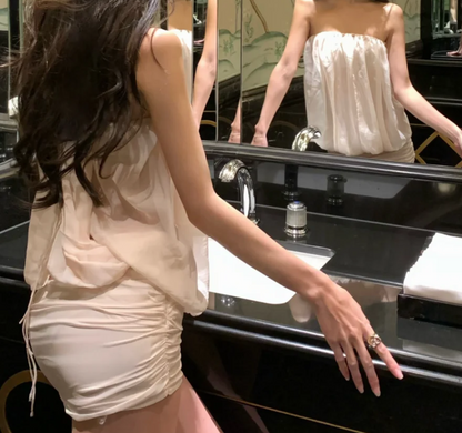 Trendy Strapless Homecoming Dress Ivory Sheath Birthday Dress GG7028