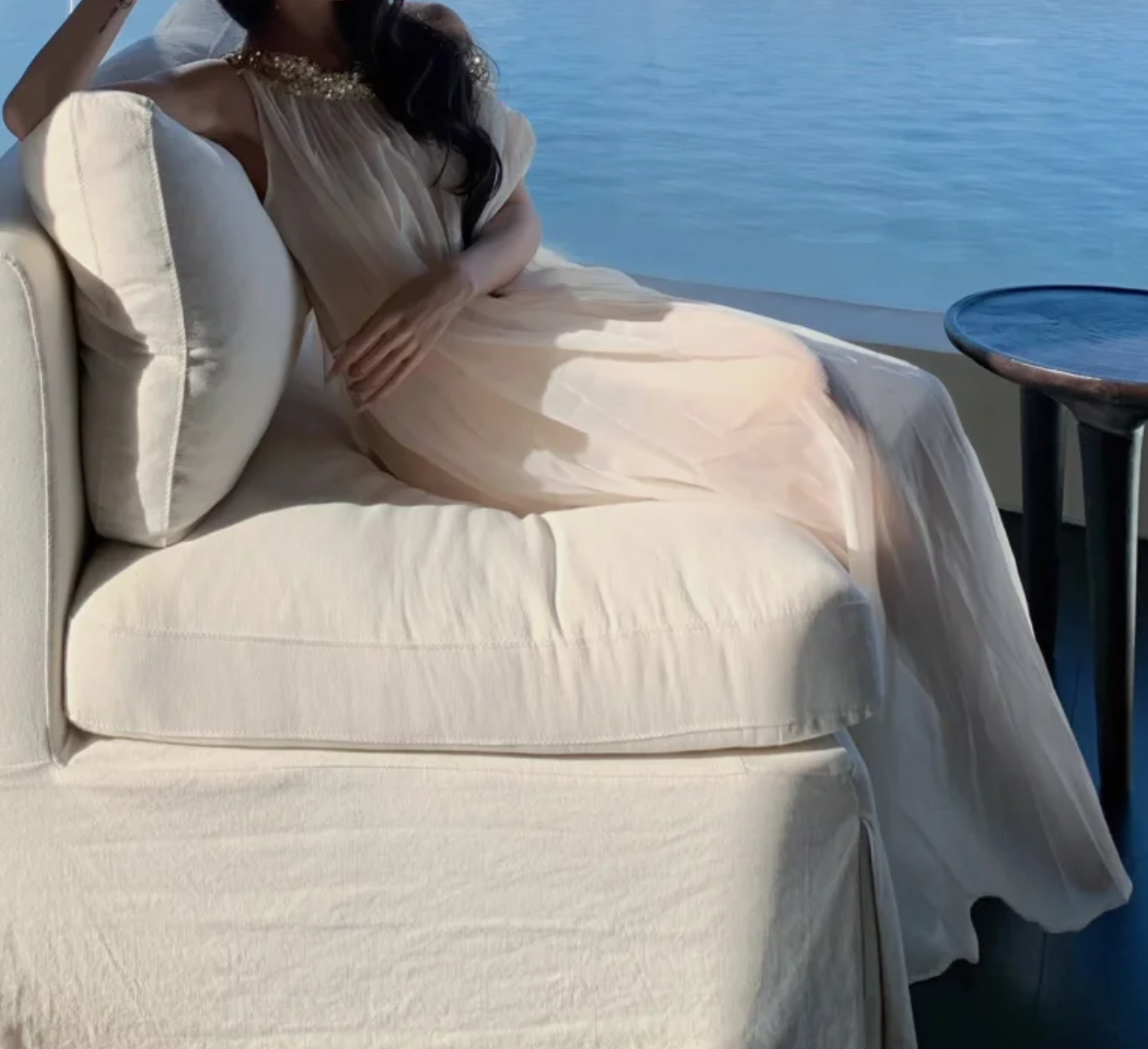 Flowy Off-Shoulder Ivory Prom Dress Sequins A-Line Formal Dress GG7032
