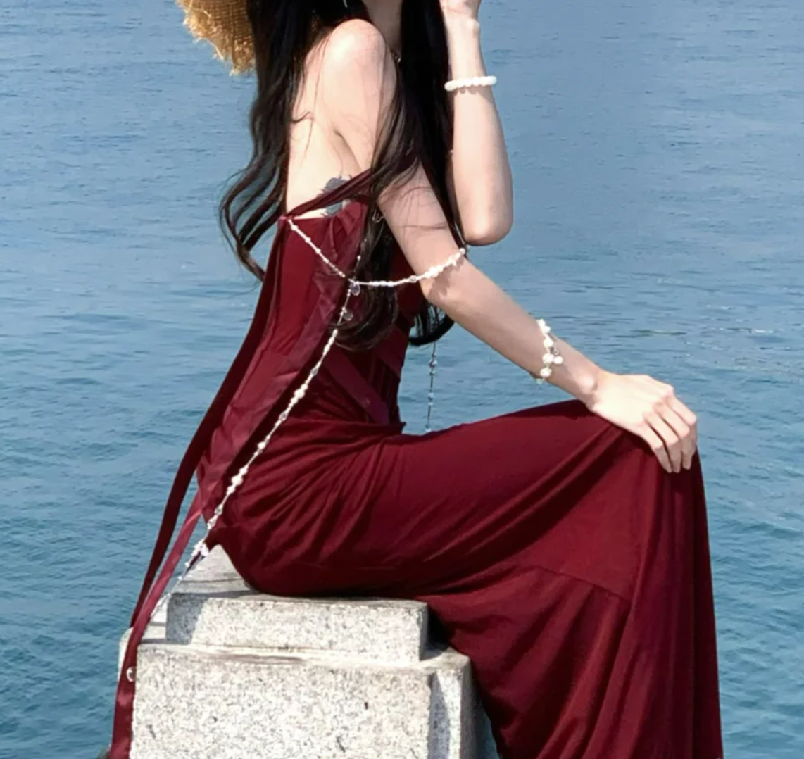 Playful Off-Shoulder Prom Dress Red Velvet Mermaid Formal Dress GG7049
