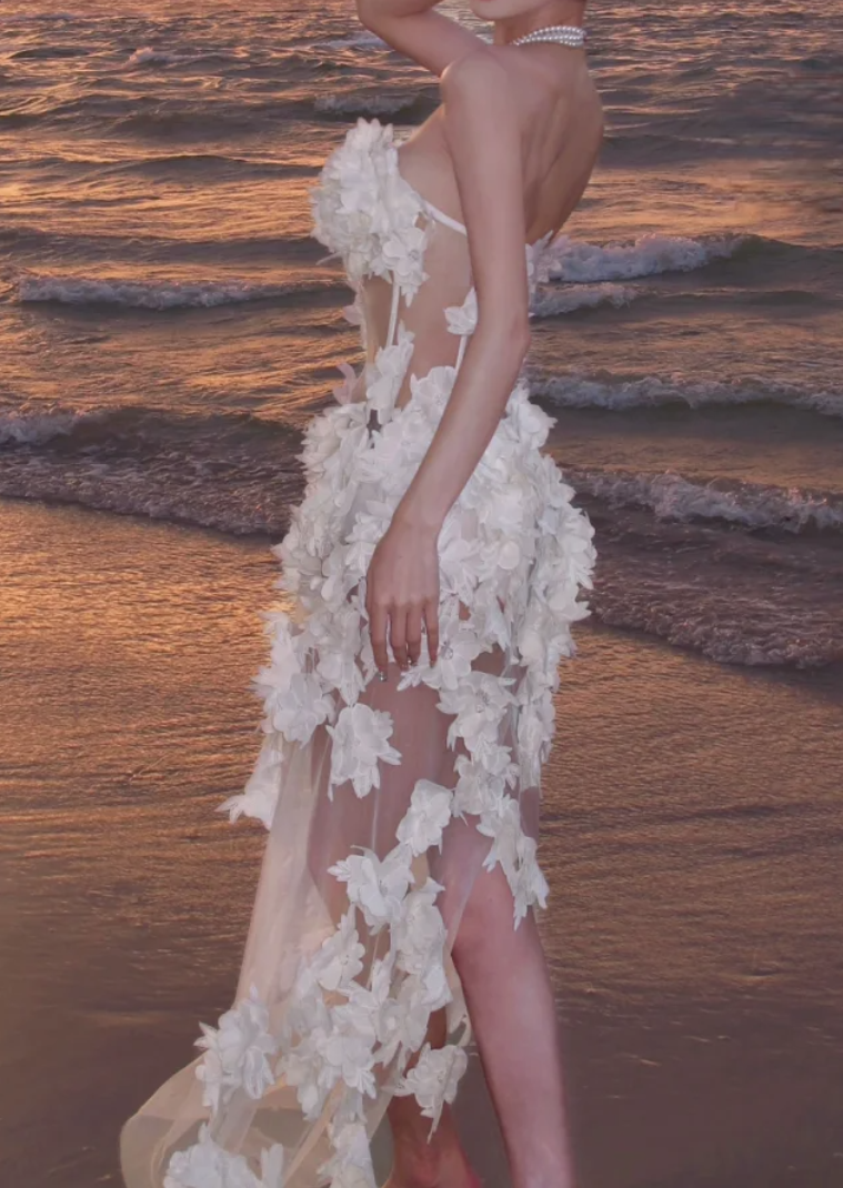 Alluring Strapless Prom Dress Appliques Sheath Formal Dress GG7057