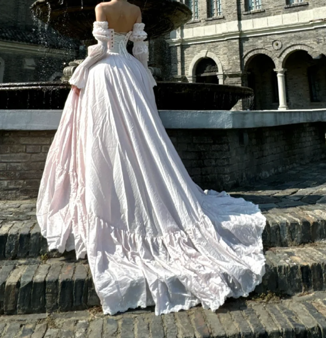 Dreamy Pink Prom Dress Long Sleeve A-Line Formal Dress GG7065