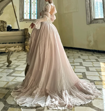 Dreamy Pink Prom Dress Long Sleeve A-Line Formal Dress GG7065