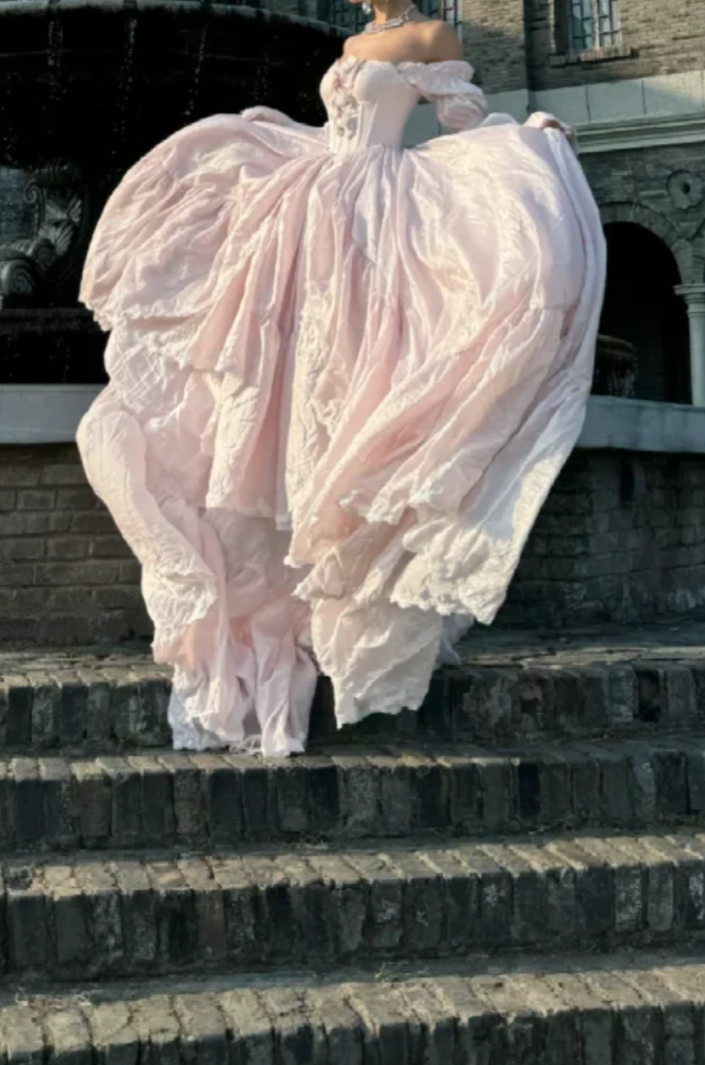 Dreamy Pink Prom Dress Long Sleeve A-Line Formal Dress GG7065