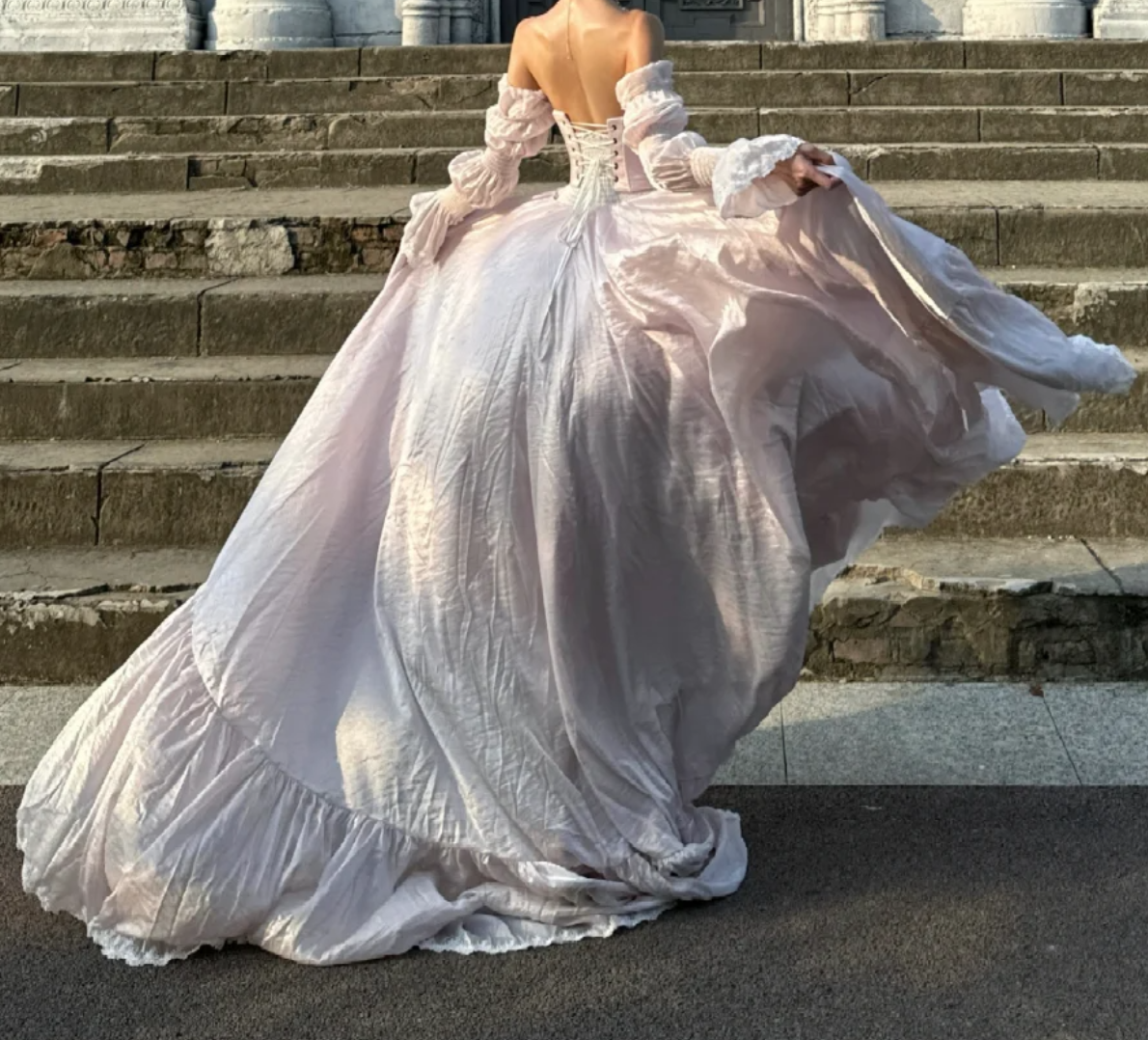Dreamy Pink Prom Dress Long Sleeve A-Line Formal Dress GG7065