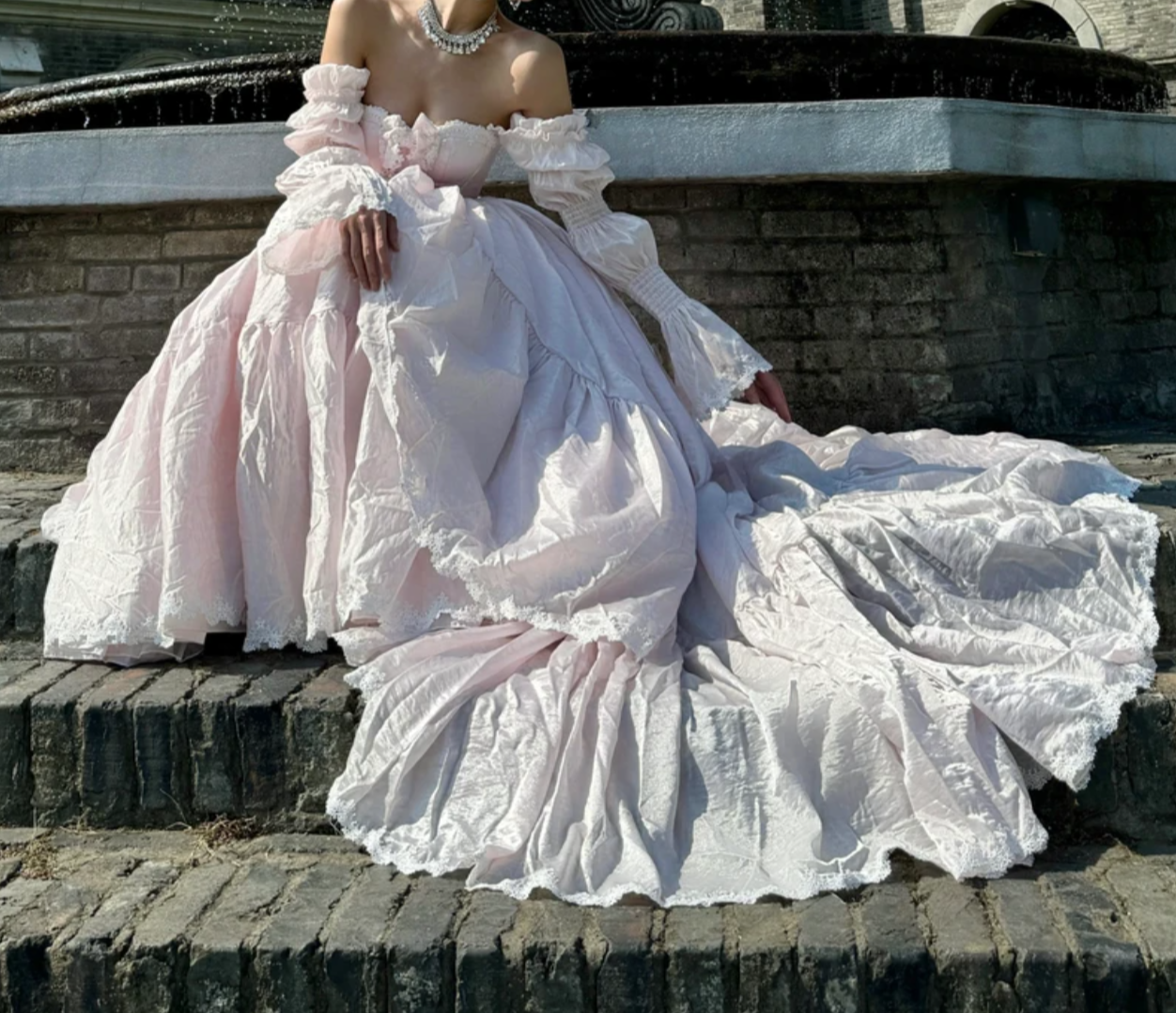 Dreamy Pink Prom Dress Long Sleeve A-Line Formal Dress GG7065