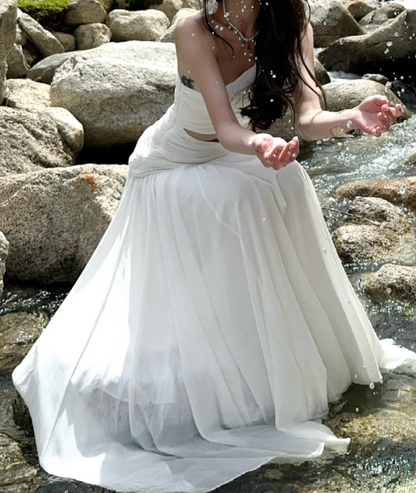 Graceful One Shoulder Prom Dress White Cutout A-Line Formal Dress GG7071