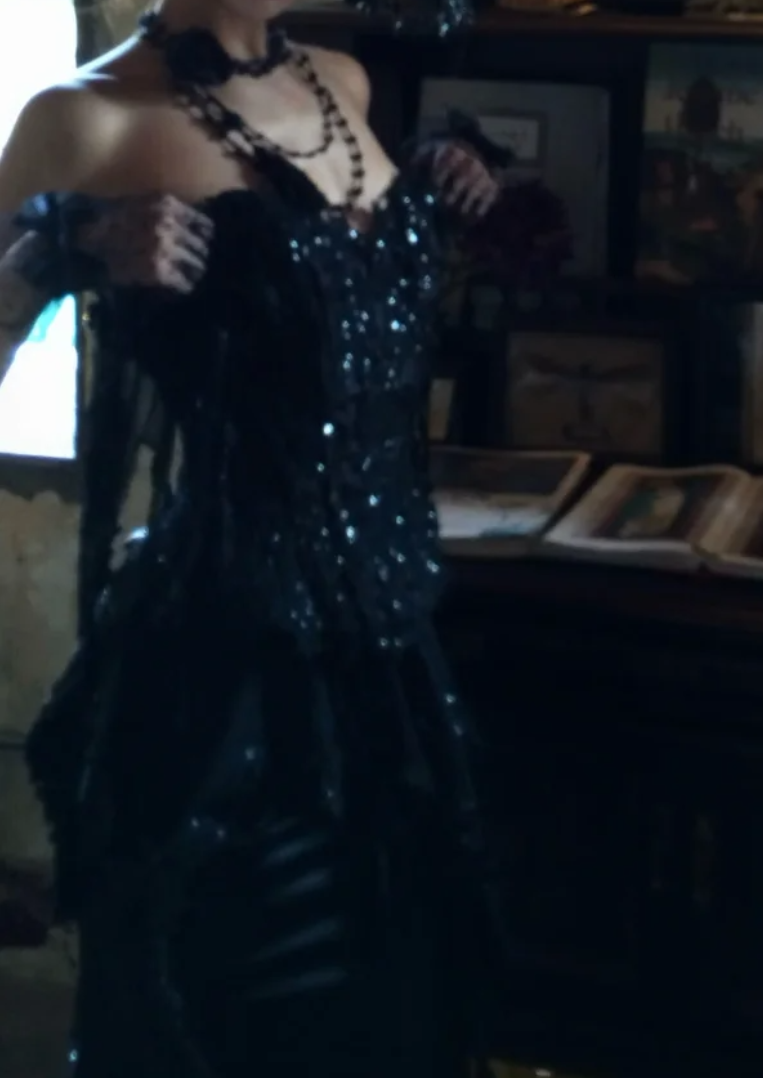Chic Strapless Black Prom Dress Sequins Tassel Mermaid Formal Dress GG7074