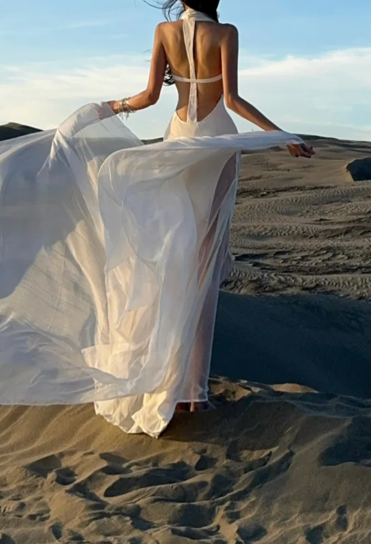 Romantic Halter Neck Prom Dress White Ruched Mermaid Formal Dress GG7075
