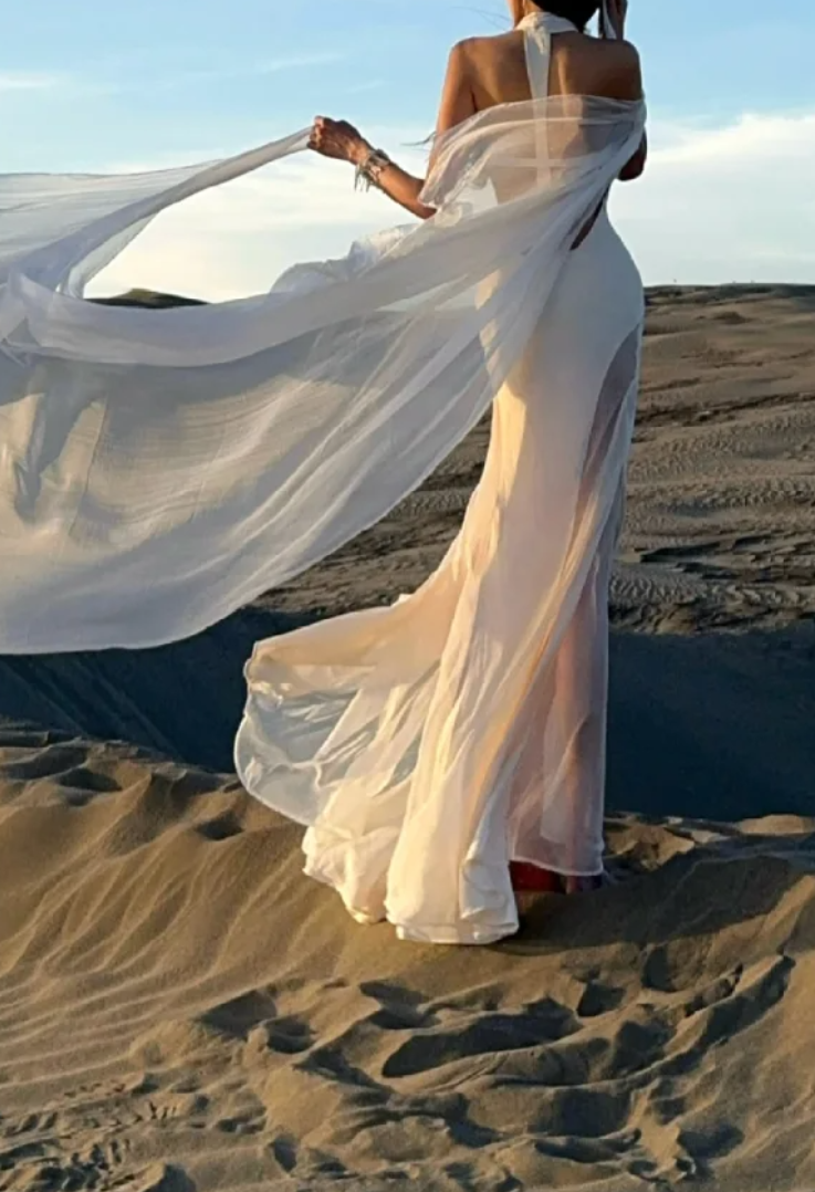 Romantic Halter Neck Prom Dress White Ruched Mermaid Formal Dress GG7075