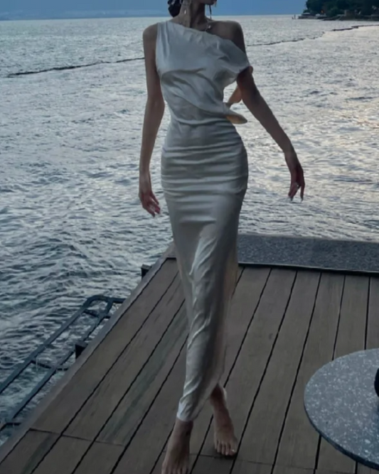 Attractive Off-Shoulder Prom Dress Satin Backless Mermaid Formal Dress GG7113