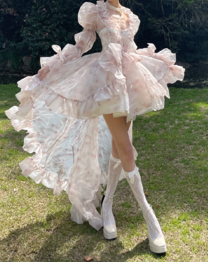 Sweet Strapless Pink Homecoming Dress Ruffles Floral A-Line Birthday Dress GG7116