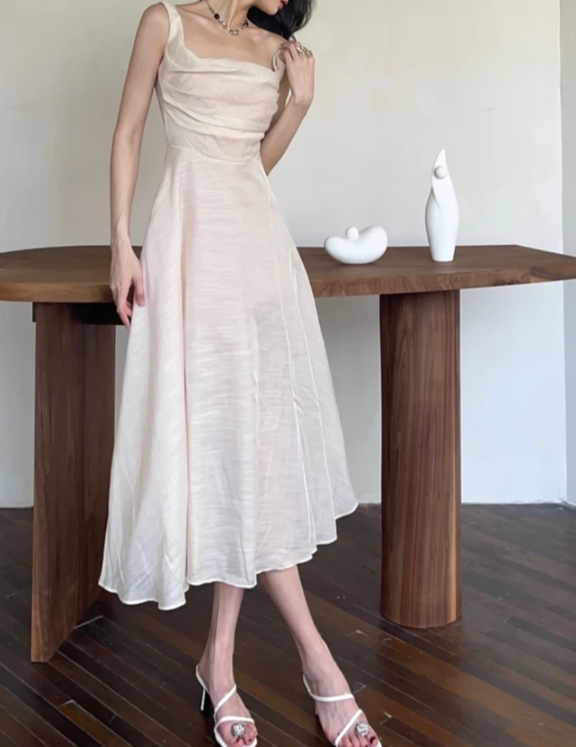 Romantic Spaghetti Straps Prom Dress Ivory A-Line Formal Dress GG7124