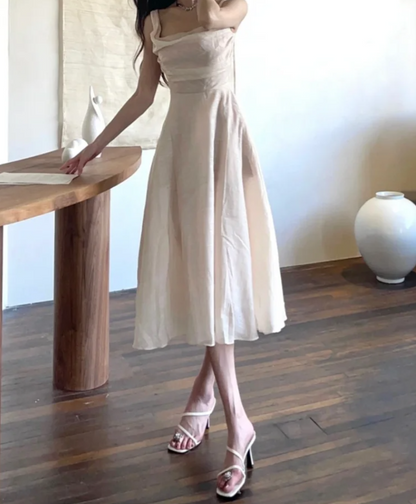 Romantic Spaghetti Straps Prom Dress Ivory A-Line Formal Dress GG7124