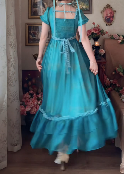 Charming Square Neck Green Prom Dress Beading Ruffles A-Line Formal Dress GG7134